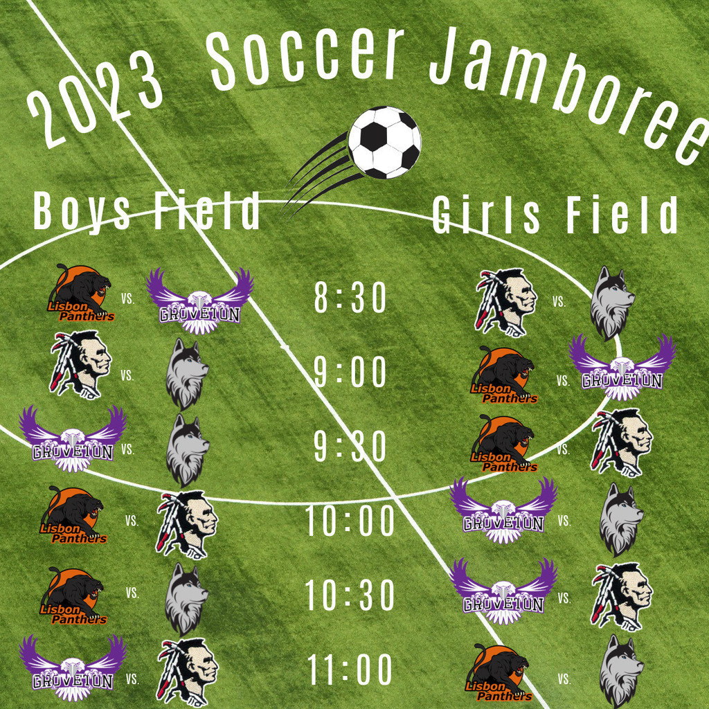 2023 Soccer Jamboree 8:30, 9:00, 9:30, 10:00,  10:30, 11:00