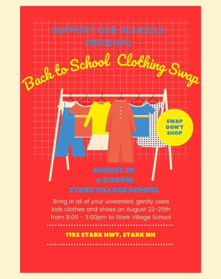 Flyer for back to school clothing swap